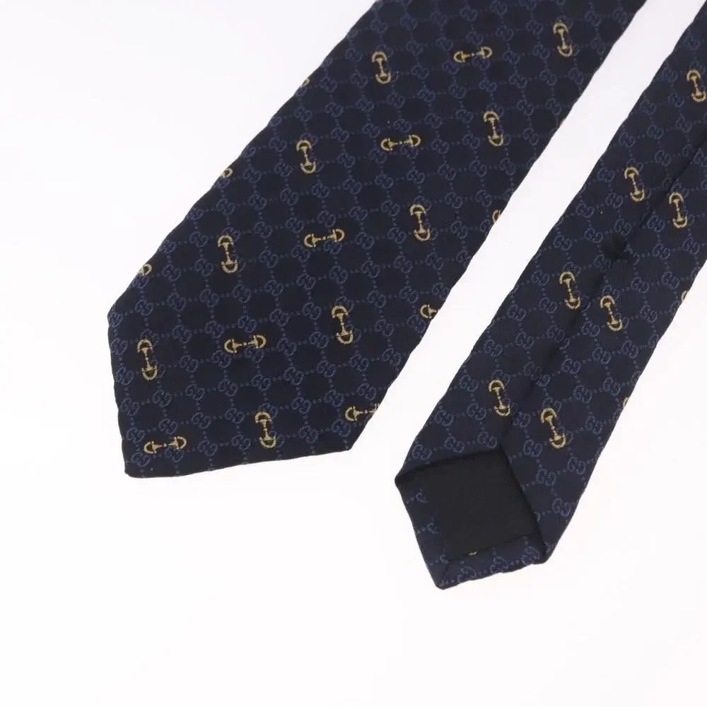 Gucci Horsebit Necktie Silk Jacquard Blue